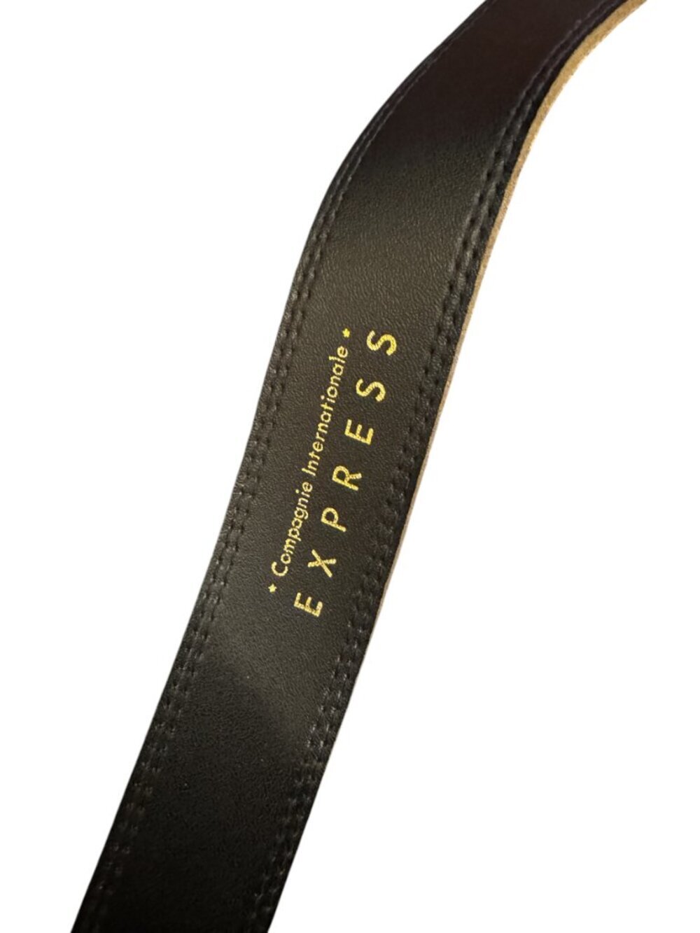 EXPRESS Compagnie Internationale Brown Suede Leather Belt Gold Buckle M Vintage - Picture 5 of 8